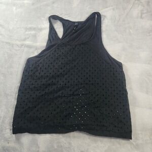 j Black Eyelet‎ Tank Top M Fishtale Racerback Boho Whimsigoth Cottagecore